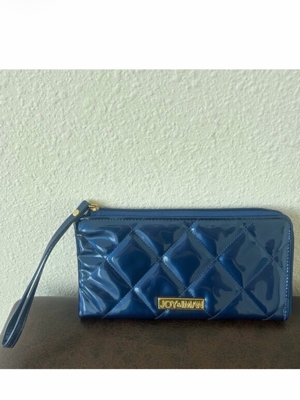 JOY & IMAN Quilted Metallic Long Travel Wallet BLUE  nwot